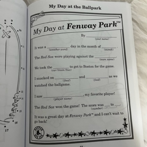 Boston Red Sox Activity Book for Children ~ NEW, never used, still in packaging - Picture 2 of 6